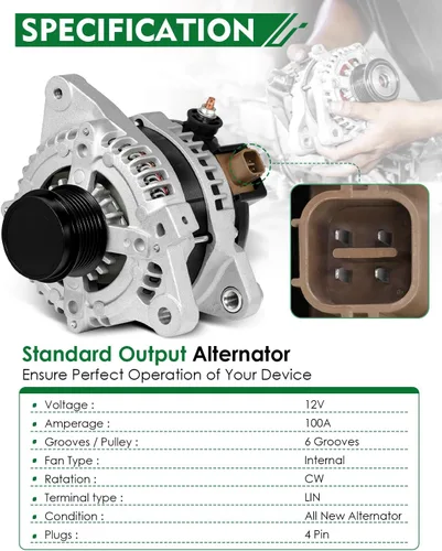 Vista 218 de Alternador de 4.0L para: Ford Explorer 2002 2003 2004, Explorer Sport Trac 2001-2004 para: Mercury Mountaineer 2001-2004, polea de 6 ranuras de 12V
