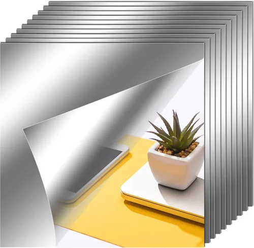 Vista 8 de Zonon Hojas de espejo flexibles autoadhesivas, no de vidrio, azulejos adhesivos para decoración de pared del hogar (20 piezas, 6 x 9 pulgadas)