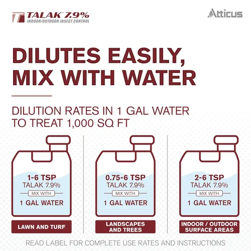 Vista 6 de Atticus Talak 7.9% Control de insectos para interiores y exteriores, concentrado de bifentrina (1 galón)