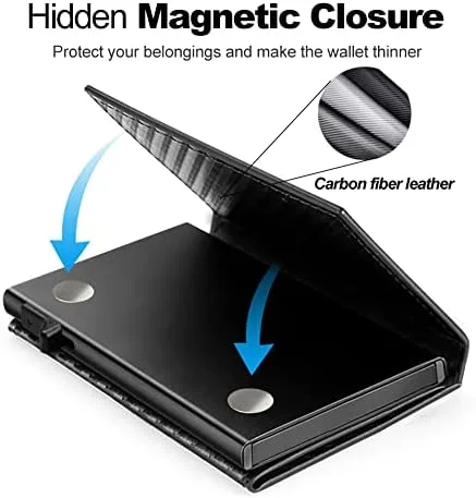 Vista 2 de Aiuwo Mens Slim wallet with Money Clip Blocking Credit Card holder wallet for Men with Gift Box (Carbon Leather)