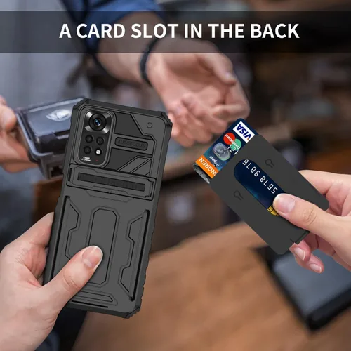 Vista 5 de Funda de teléfono para Redmi Note 11 (4G)/Redmi Note 11S 2201117TY Funda cartera desmontable titular de la tarjeta de crédito Soporte incorporado