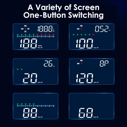 Vista 6 de M19 - Pantalla frontal HUD para automóvil, velocímetro digital GPS inteligente con proyección de parabrisas de velocidad MPH para todos
