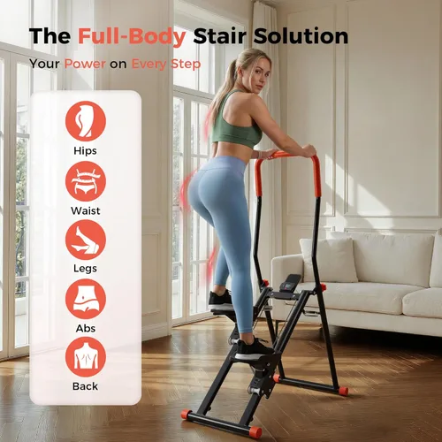Vista 2 de Stair Stepper for Home, Upgraded 3-Level Adjustable Resistance& Incline, Extra-Wide Non-Slip Pedals, LCD Counter with Phone Holder, 350 lbs Capacity