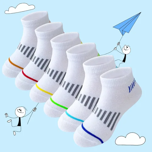 Vista 14 de 12 pares de calcetines de algodón atléticos para niños, calcetines de algodón medio acolchados de corte bajo