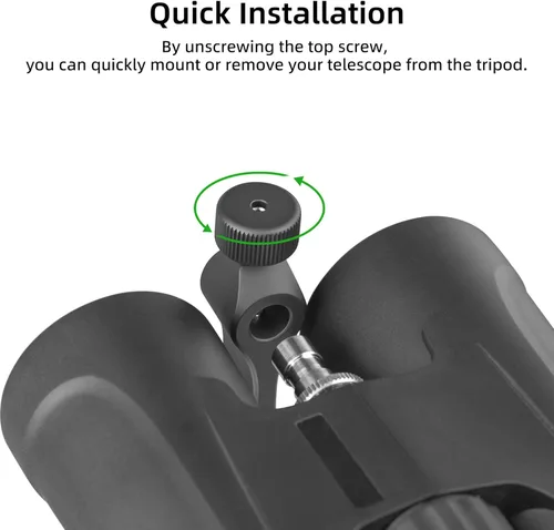 Vista 4 de Adaptador de trípode para prismáticos, montaje de prismáticos con rosca de 1/4 pulgada, aluminio (s1)