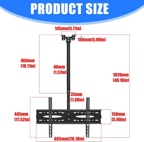 Vista 3 de Heavy Duty Adjustable TVs Wall Mount for 32-70 Inch Flat Screens Easy Installation Cable Organiser Included Quick Install Metal Bracket