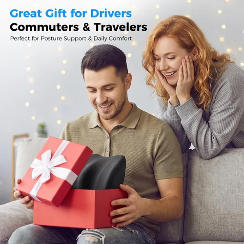 Vista 7 de Almohada de apoyo lumbar para automóvil, cojín de espuma viscoelástica para aliviar el dolor de espalda baja, soporte ergonómico para asiento