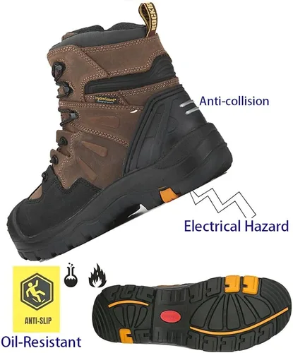 Vista 5 de ROCK ROSTER- Botas de trabajo impermeables para hombre con diseño de bosque de 6 pulgadas, botas de protección industriales, botas de minería