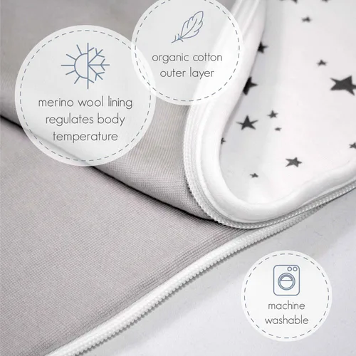 Vista 5 de Woolino 4 Season Ultimate Saco de Dormir para Bebé - Lana Merino y Algodón Orgánico - Saco de Dormir Ajustable de Tamaño Universal para Bebé - Saco