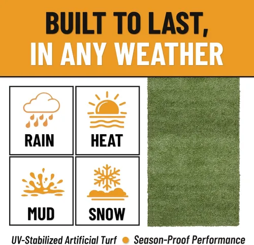 Vista 10 de Ottomanson Alfombra de Césped Artificial Falso de 6 pies 6 pulgadas x 24 pies - Césped Realista con Protección UV - Perforada para Fácil Drenaje