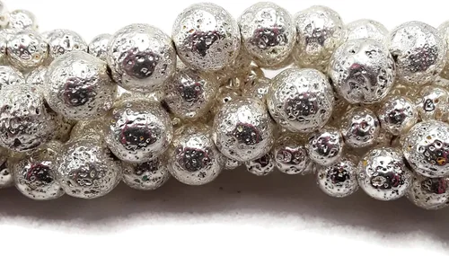 Vista 3 de JM Design Cuentas de piedra de lava recubiertas de oro brillante 0.236 in 15.5" Strand para la fabricación de joyas