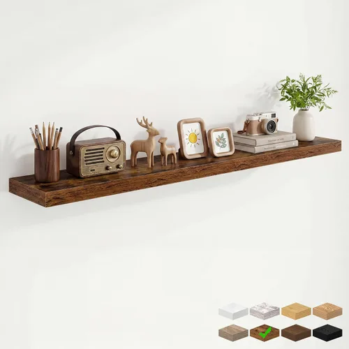Vista 55 de Marsmiles 12in Depth Floating Shelves, 12x12x1.4, Rustic Brown, Set of 3 Marrón rústico