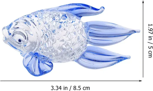 Vista 7 de Garneck Bright Blue Glass Fish Figurine Handcrafted Sculpture Home Decoration Gift for Wedding Birthday Graduation Valentine Day