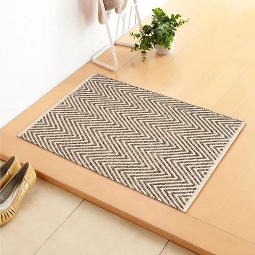 Vista 6 de Alfombra de área de 2 x 6 pies, algodón biege con diamantes para sala de estar, dormitorio, lavable, antideslizante, alfombra de pasillo