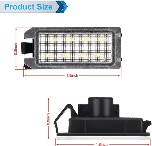 Vista 4 de Conjunto de lámpara LED para placa de matrícula compatible con Grand Cherokee WK 6000K 2014-2021, color blanco, paquete de 2