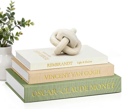 Vista 9 de JARLINK Libros Decorativos Estéticos, Juego de 3 Libros Falsos de Lino para Mesa de Café, Estantería o Decoración de Repisa, Elegantes Cajas