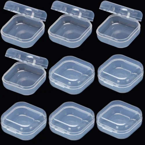 Vista 2 de GBSTORE Caja de plástico transparente de 0.071 in de grosor, cuadrada, para joyas, pastillas, contenedor con tapa, para proyectos de manualidades