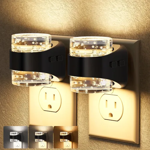 Vista 11 de Briignite Luces nocturnas que se enchufan en la pared, diseño de burbujas Plateado