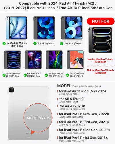 Vista 2 de typecase Funda de teclado para iPad Air 11 y iPad Pro 11 (4ª, 3ª, 2ª, 1ª generación), teclado mágico para iPad Air 5ª/4ª generación, funda