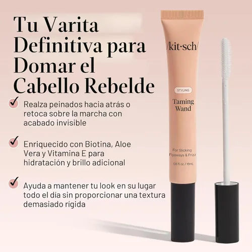 Vista 4 de Kitsch Cepillo para cabello con frizz - Varita domadora con biotina, aloe y vitamina E - Gel en aerosol de tipo suero transparente para cabello