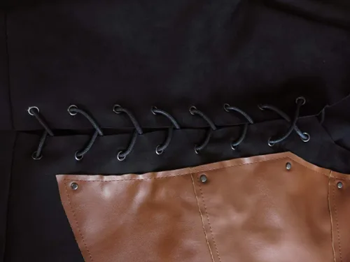 Vista 6 de RYCUZYNU Men's Side laces up Knight Viking Pirate Armor Long Waistcoats Vests Long Bracer Costume Set