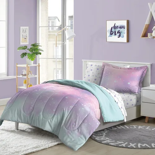 Vista 39 de dream FACTORY - Juego completo de ropa de cama infantil de 5 piezas, de microfibra muy suave, fácil de lavar, tamaño individual, globos de corazón