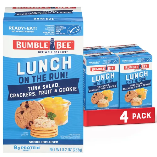 Vista 10 de Bumble Bee Lunch On The Run - Kit de ensalada de atún con galletas, 8.2 onzas, listo para comer, incluye galletas, galletas y melocotones, atún