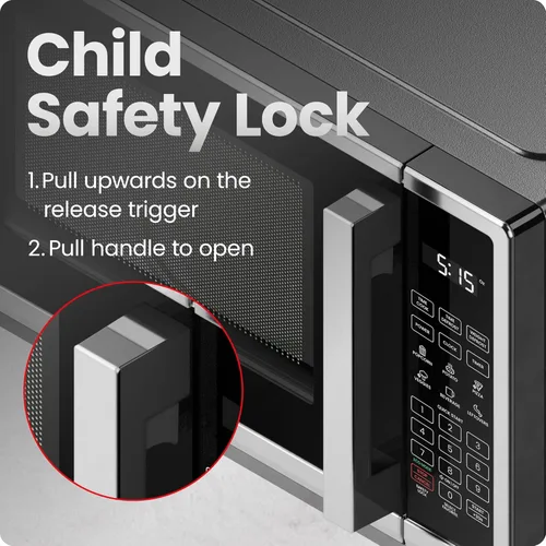 Vista 7 de Horno microondas de sobremesa Chefman 0.7 pies cúbicos de acero inoxidable digital de 700 vatios con 6 menús automáticos, 10 niveles de potencia