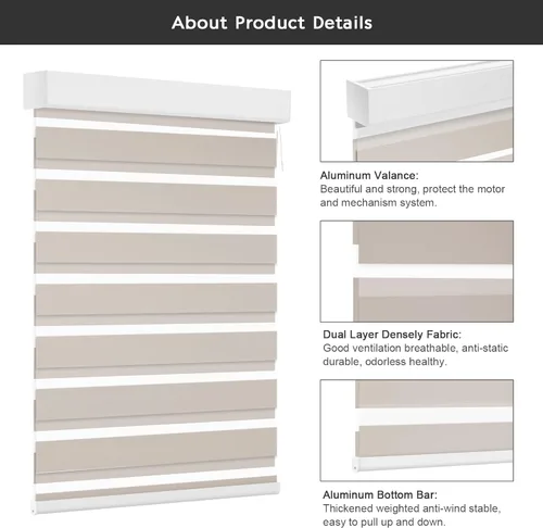 Vista 7 de Changshade Persianas motorizadas inteligentes de cebra, con control remoto para ventanas de puertas interiores, opacas, oscurecimiento