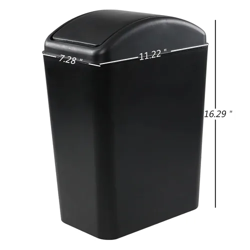 Vista 3 de Asking Cubo de basura pequeño de 4.5 galones con tapa abatible, paquete de 3 cubos de basura de plástico giratorios, color negro