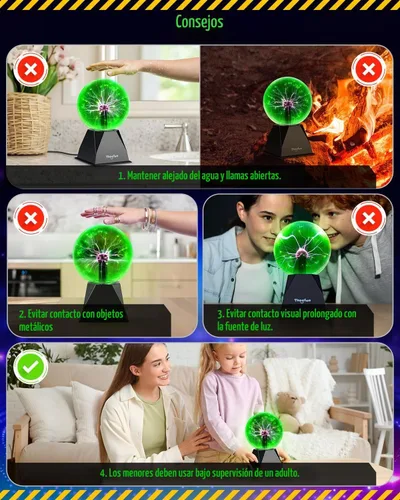 Vista 9 de Theefun Bola de Plasma: Verdadera Bola de 6 Pulgadas con Base de 3.5 Pulgadas, Globo de Plasma Regalos de Navidad Lámpara Sensible al Tacto y Sonido