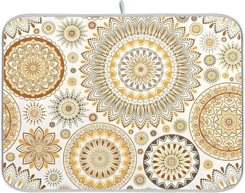 Vista 10 de Alfombrilla de secado de platos con flores botánicas y mariposas para encimera de cocina, absorbente, almohadilla de secado de microfibra, mediana