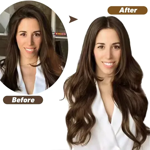 Vista 6 de Extensiones de cabello humano con clip de 14 pulgadas, 4.33 oz, 7 piezas, 16 clips, color marrón chocolate, doble trama, extensiones de cabello Remy