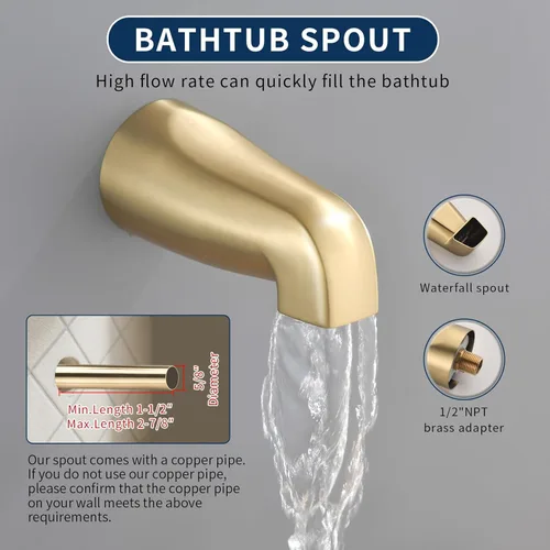 Vista 5 de Juego de grifo de ducha de 3 manijas con boquilla de bañera, juego combinado de grifo de ducha sistema de ducha completo para bañera y ducha