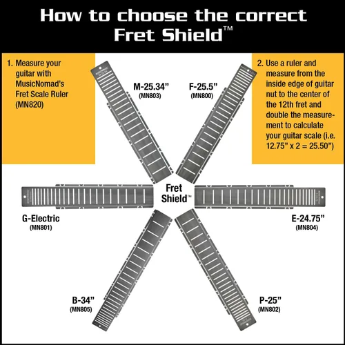 Vista 6 de MusicNomad Fret Shield™ - Herramienta de protección de protector de diapasón total para pulir trastes en básculas de trastes de guitarra de 24.75