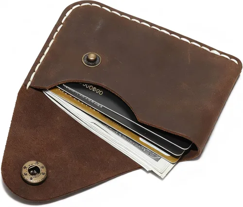 Vista 28 de Cartera organizadora de tarjetas de bolsillo frontal cosida a mano minimalista de cuero genuino para tarjetas, billetera con tarjetero pequeño, Negro