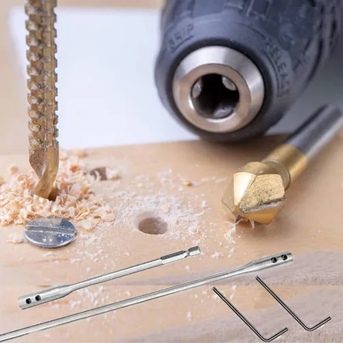 Vista 8 de Juego de brocas de extensión hexagonal de 1/4 de 6 y 12 pulgadas, extensión de broca de pala de madera con 2 llaves de llave para torneros