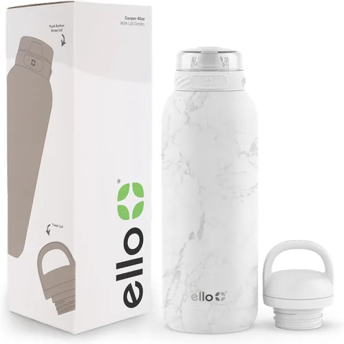 Vista 135 de Ello Cooper Twist - Botella de agua de acero inoxidable de 32 onzas con tapa para beber A prueba de fugas Doble pared y aislada al vacío Asa