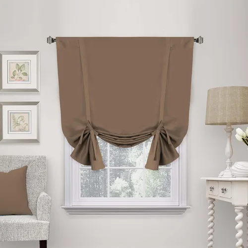 Vista 46 de H.VERSAILTEX - Cortina opaca con lazo de ajuste, cortina romana globo con aislamiento térmico, bloqueador de luz, panel de bolsillo para varilla