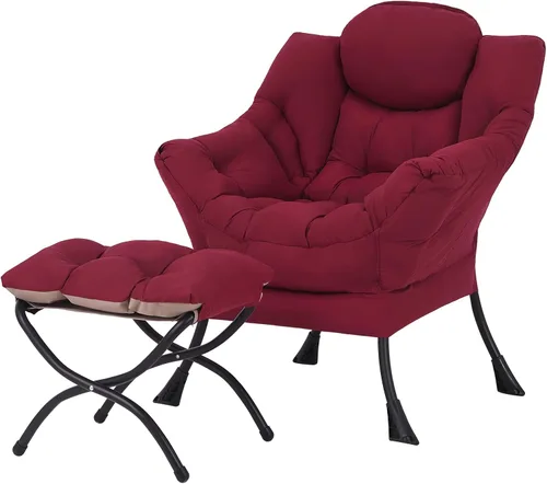 Vista 215 de Welnow Silla Lazy con otomana, moderna silla de descanso con reposabrazos y un bolsillo lateral, sillón para sofá de ocio, sillón de lectura