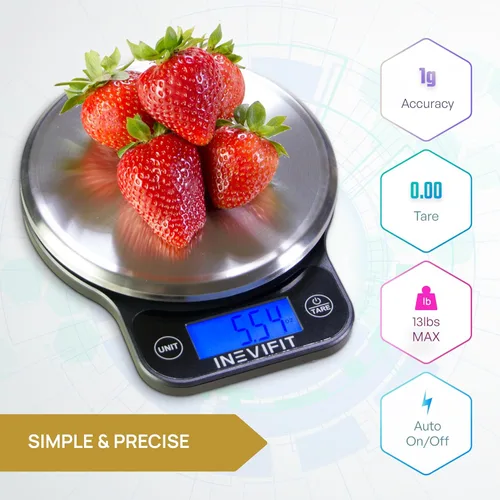 Vista 3 de INEVIFIT EROS - Báscula inteligente Bluetooth y báscula digital de cocina, paquete de fitness, composición corporal completa y solución