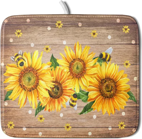 Vista 27 de Tapete de secado de platos con diseño de pájaro rojo de Feliz Navidad, absorbente y de secado rápido, protector para encimera de cocina, 18 x 24
