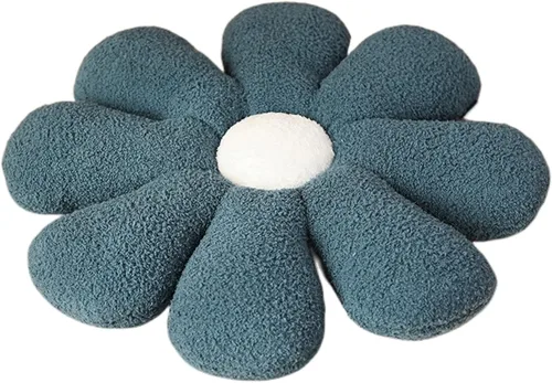 Cojín divertido de flores, cojín de suelo, cojín de asiento de flores, cojín para sofá, cama, cojín para automóvil (19.6 pulgadas, azul)