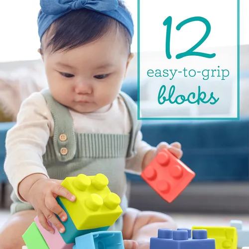 Vista 2 de Infantino Bloques de construcción súper suaves, fáciles de sostener para bebés y niños pequeños, sin BPA, multicolor, juego de 12 piezas