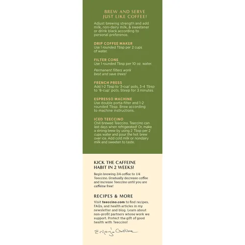 Vista 6 de Teeccino Paquete variado de café de hierbas, nuez de vainilla, tostado francés, chocolate con maca, café molido a base de hierbas que es prebiótico