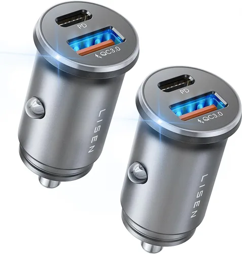 LISEN Cargador de teléfono de coche de 54 W USB C, adaptador de encendedor de cigarrillos, accesorios de coche para iPhone, adaptador de cargador de