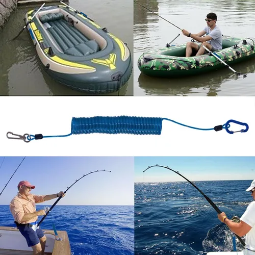 Vista 6 de Fishing Lanyard, Heavy Duty Coiled Lanyards Stainless Steel Wire Inside, Safety Rope Extension Cord Tether Retractable Fishing Accessories for Rods