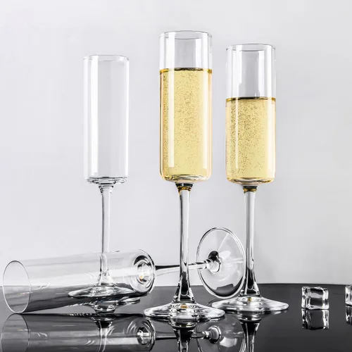 Vista 6 de UMEIED Copas tipo flauta de champán, copas de champán Edge de 6 oz, juego de 12 con tallo largo - Copas de vino espumoso y regalo elegante