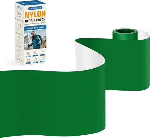 Vista 103 de KING MOUNTAIN Cinta de reparación de tela de nailon autoadhesiva, 4×63 pulgadas, parche rápido de reparación de chaqueta de plumón, kit de parche