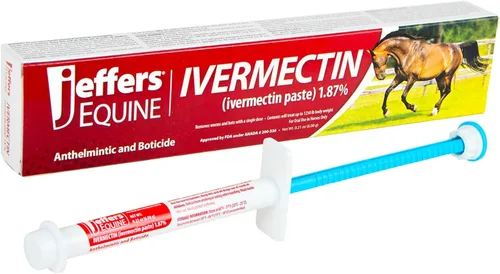 Jeffers Desparasitante de gel ivermectina para caballos, sabor a manzana, 1.87% pasta antiparasitaria de amplio espectro, control eficaz de
